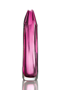 Tall Sculpted Crystal Cut Vase - Glass Vase by David Reade Glass Art