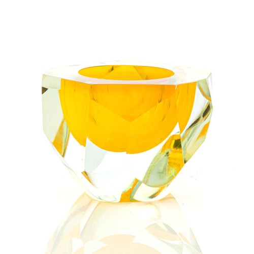 Glacier Cut Votive - David Reade Glass Art