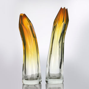 Pair of Tall Twist Crystal Cut Vases