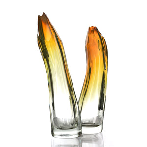 Pair of Tall Twist Crystal Cut Vases