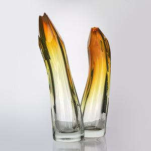 Pair of Tall Twist Crystal Cut Vases