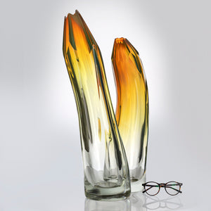 Pair of Tall Twist Crystal Cut Vases