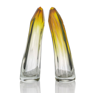 Pair of Tall Twist Crystal Cut Vases