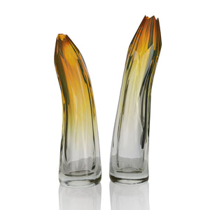 Pair of Tall Twist Crystal Cut Vases